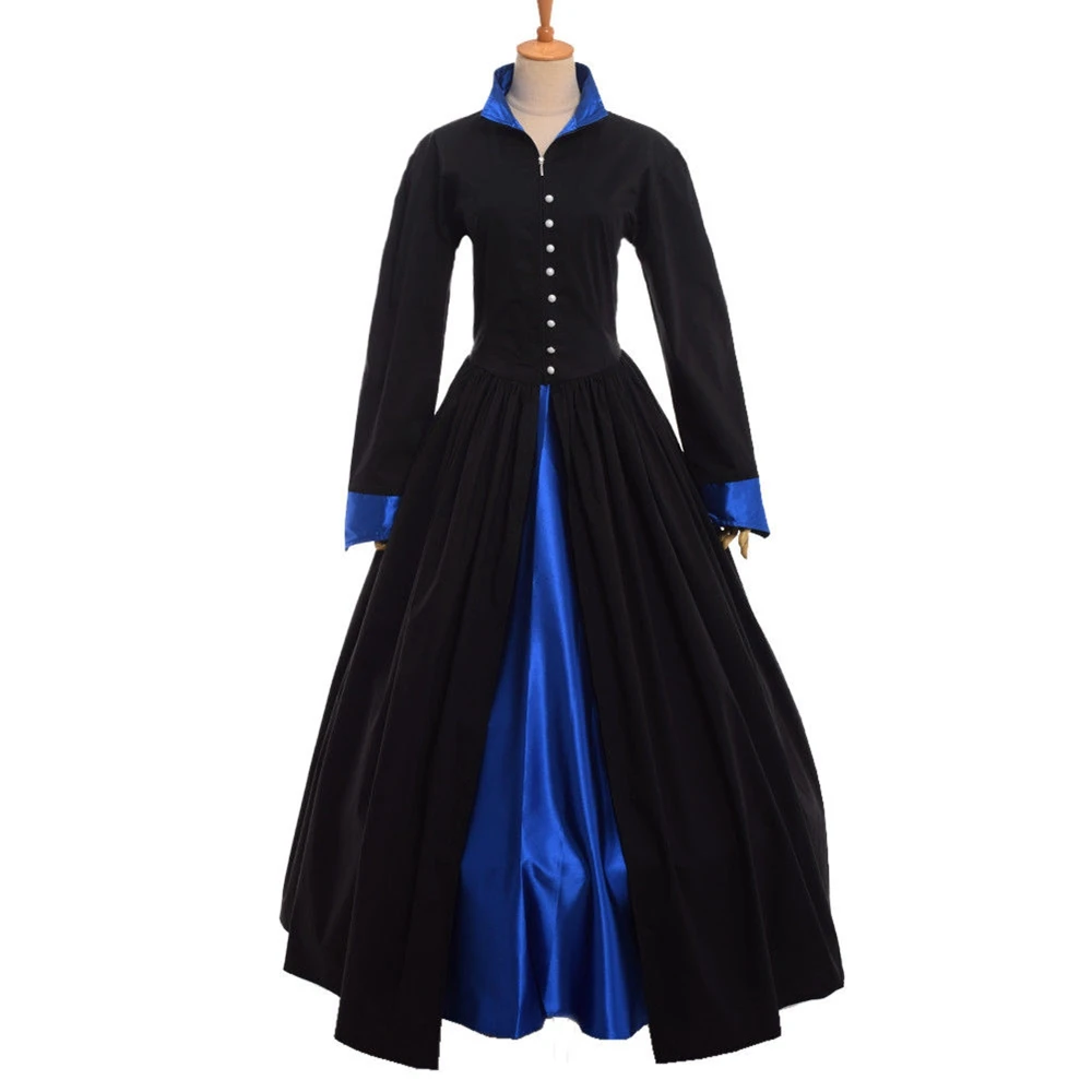 Черный Лолита Викторианский эдвардиан военный Пальто Платье стимпанк пуговицы вниз костюм