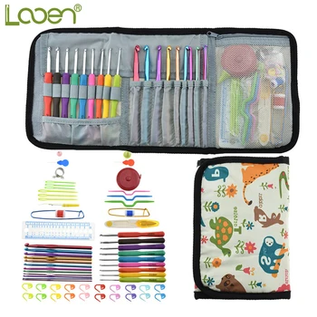 

Looen Crochet Hooks Set 2.0-8.0mm Crochet Needles Yarn Weave Knitting Needles Set DIY Clothes Dolls Scarf Craft Tools With Bag