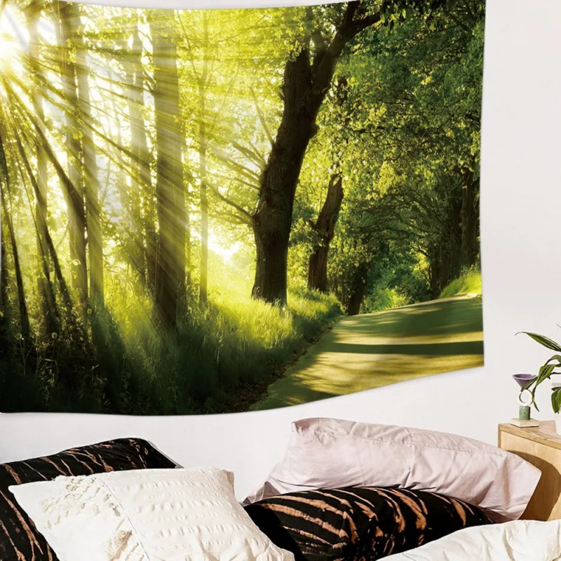 

Psychedelic Forest Trees and Stars Tapestry Starry Sky Fabric Wall Hanging Decor Polyester Curtains Plus Table Cover Yoga