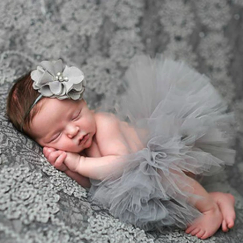 Newborn Photography Props Baby Girls Princess Tutu Skirt Headband New Born Girl Photo Green Pettiskirt fotografia accessories