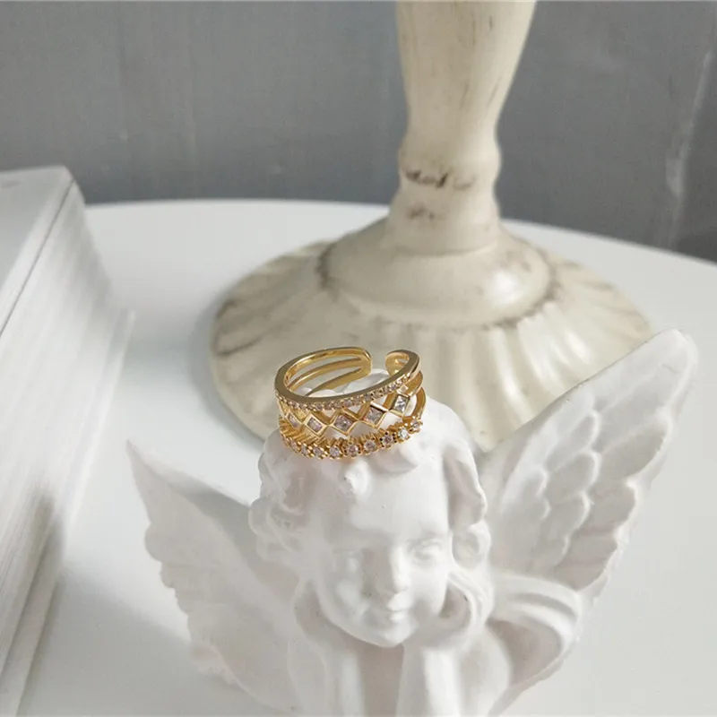 CosFecit Sterling Silver Ring 925 Real Women 3 Layer Zircon Rings 925 Sterling Silver Gold Color Fine Jewelry Silver 925 RS127 (5)
