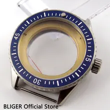 43 мм BLIGER 316L из нержавеющей стали синий керамический сапфировый стеклянный корпус Калибр ETA 2836 механизм мужские часы корпус CA82