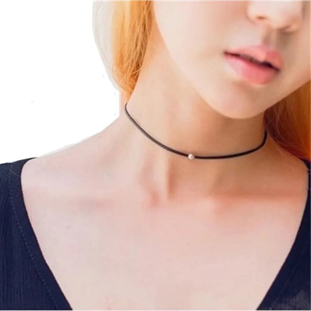 DoreenBeads Новые горячие панк тонкие черные веревки металлические бусы короткие
