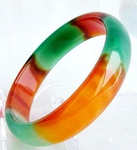free shipping 13346 Pretty Genuine Asia Red/Green Natural Agate Jade Bangle Bracelet