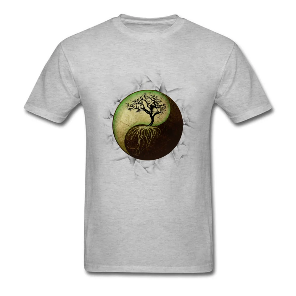 Tees Ying Yang Tree Top T-shirts Summer/Fall Funny Normal Short Sleeve 100% Cotton O-Neck Mens Top T-shirts Normal Ying Yang Tree grey