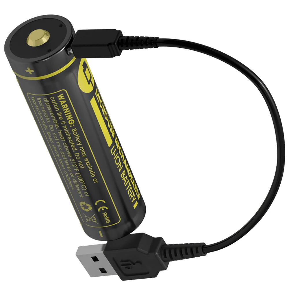 

TOPSALE NITECORE High Performance Rechargeable Li-ion Battery Button Top 18650 Protected Battery with MicroUSB port Charge Cable
