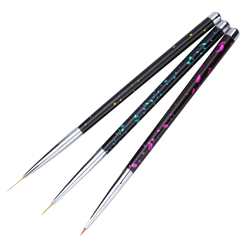 

3 Pcs/Set Black Print Follwer Nail Pull Pen Design Nail Art Tools Nail 3D Drawing Pen Nail Brush Striping Pen