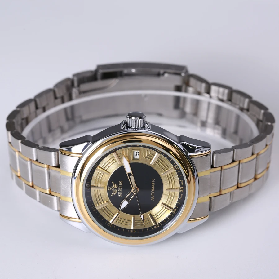 Топ люксовый бренд SEWOR Мужские автоматические механические часы полностью стальные мужские часы спортивные военные наручные часы водонепроницаемые