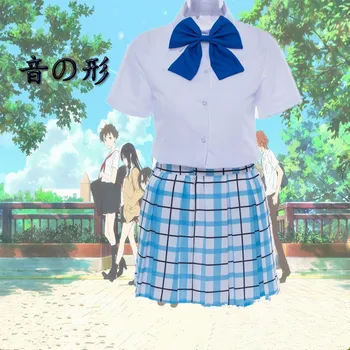

Free shipping Anime A Silent Voice cosplay Shoko Nishimiya cos Japanese JK girls Spring summer School uniforms