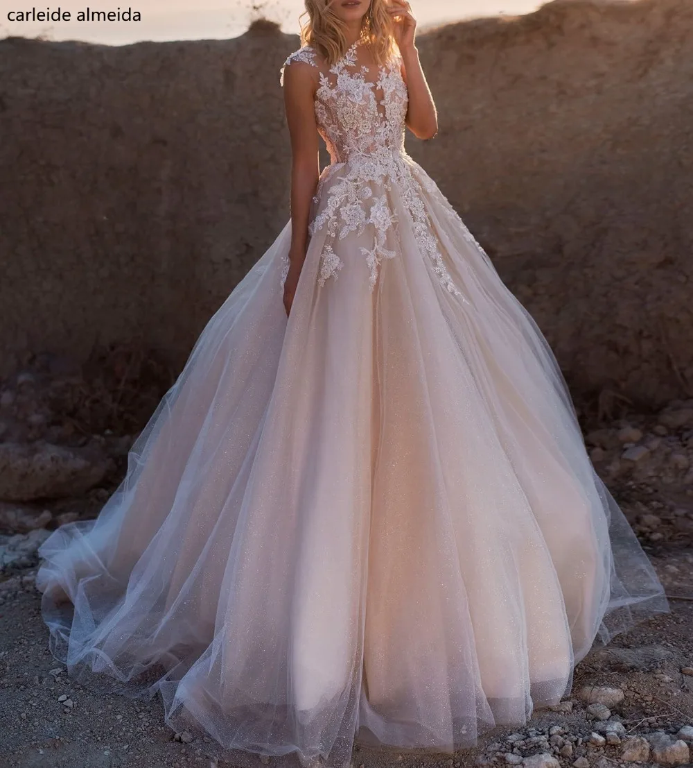 Vestido de novia блестящее Тюлевое свадебное платье принцессы сексуальный лиф с