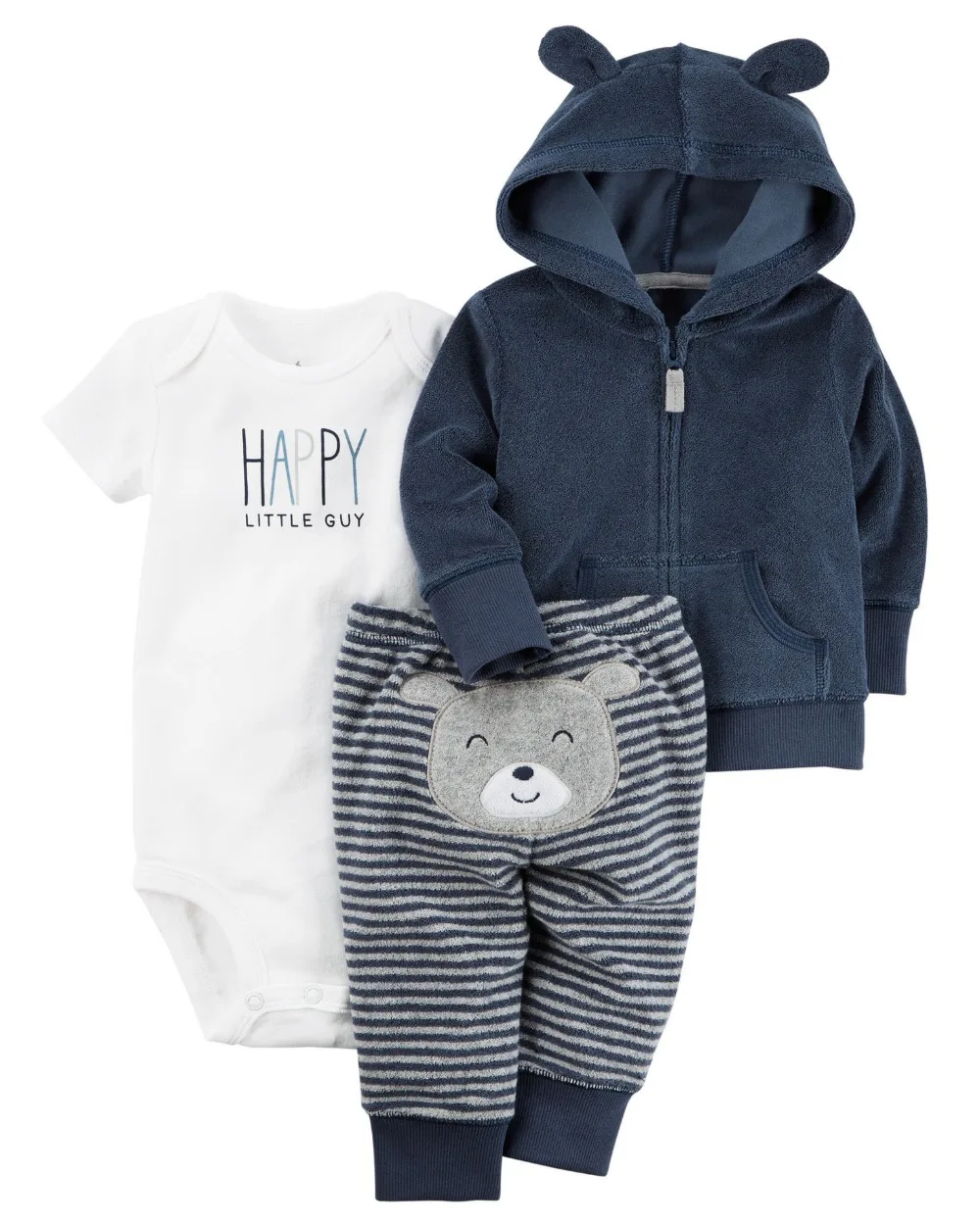 Одежда для маленьких мальчиков теплая зимняя одежда с рисунком медведя из мультфильма для малышей Комплект из 3 предметов: пальто+ боди+ штаны модная одежда для новорожденных