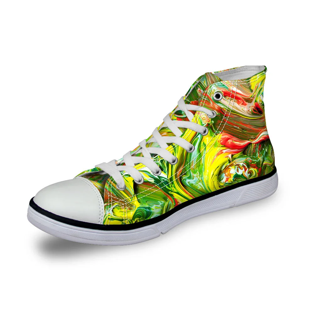 

Noisydesigns casual women sneaker girls vintage lace up high top flat shoes ladies vulcanized canvas mess hand painted 3D print