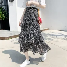 Ранняя весна женские юбки ампир до середины икры Longue Maxi Jupes Pour Les Femmes с точечным и каменным цветком Женская юбка