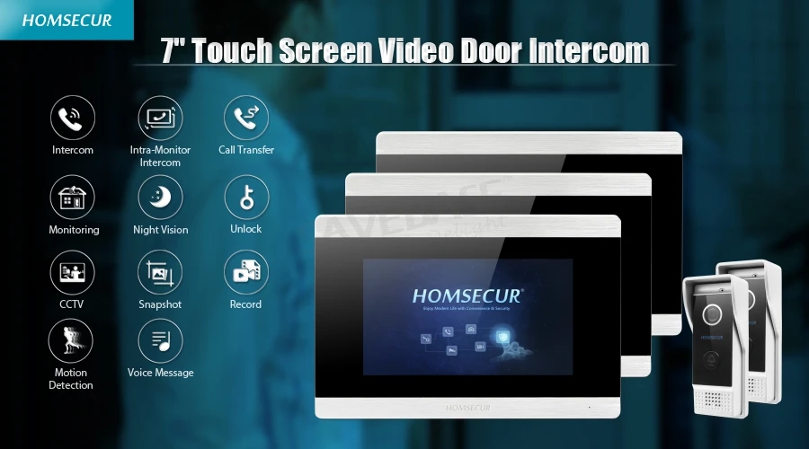 Top HOMSECUR 7" Video&Audio Smart Doorbell+Aluminium Alloy Camera for Home Security   BC031-B + BM715-S 0