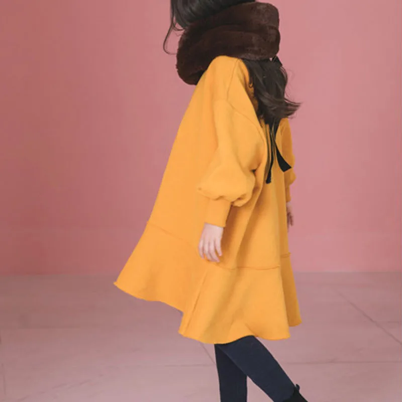 Осенне-зимнее платье для крупных девочек, теплые хлопковые платья принцессы для девочек-подростков, детские платья из плотного флиса для девочек 4, 6, 8, 10, 12, 14 лет