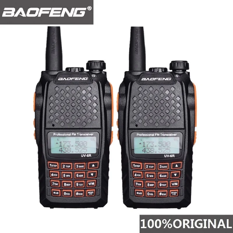 2pcs Baofeng UV 6R Two Way Radio Scanner 7w VHF UHF Dual Band Portable
