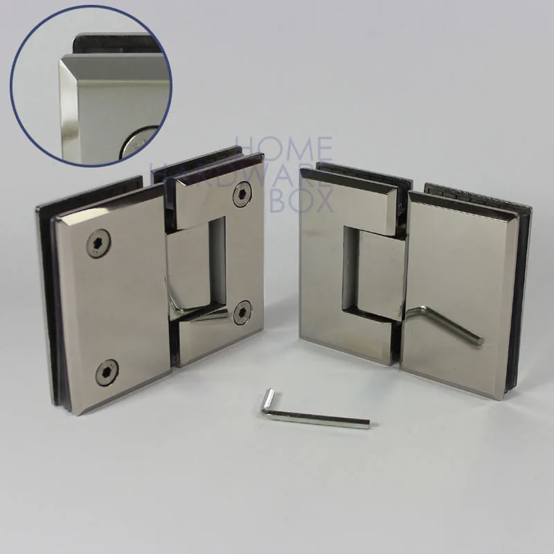 2 framless glass shower door hinge chrome 180 degrees glass to glass beveled edgein