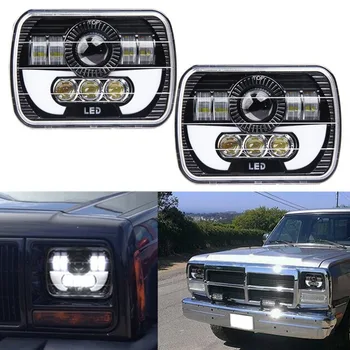 

2 pc 5x7" Auto DRL Led headlamp 5x7 Inch led truck headlight 6x7" high low beam Square led headlight For Jeep Cherokee XJ
