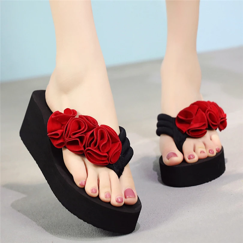 2019 Women's Flip Flops Bath Fashion Flower Clip Toe Slippers Non Slip ...