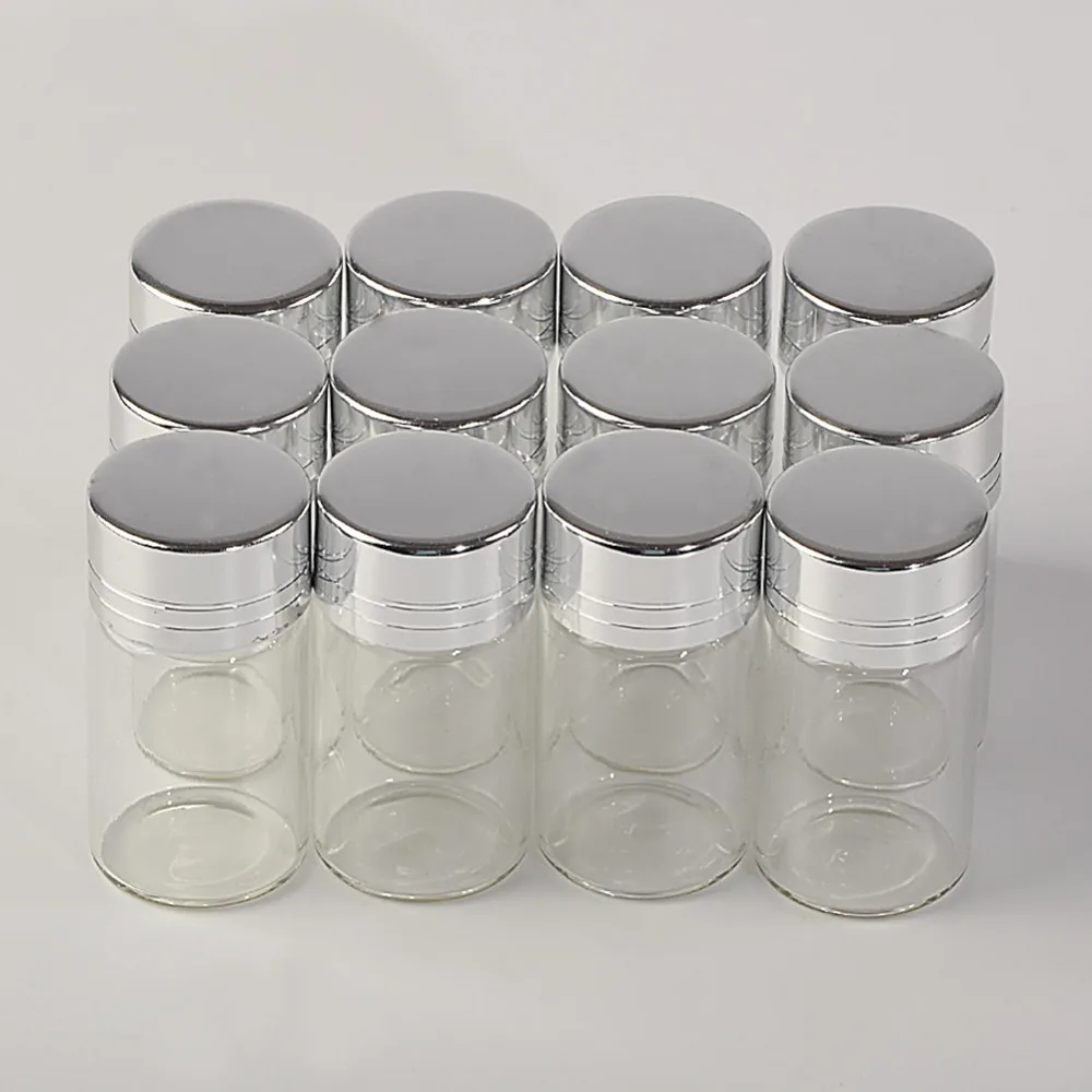7 мл стеклянные бутылки винтовая крышка серебряная алюминиевая крышка, пустые стеклянные банки флаконы Бутылочки герметичный контейнер 100 шт