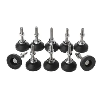 

OOTDTY 10Pcs Adjustable Lathe Leg Levelling Feet Swivel Base Thread Type Articulating Leveling legs Furniture Glide Pad M8/M10