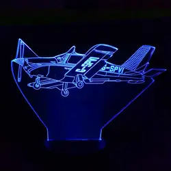 Самолет 3D лампа светодиодный ночник пульт дистанционного управления Сенсорный 7 цветов Изменение 3 AA USB с питанием от аккумулятора самолет