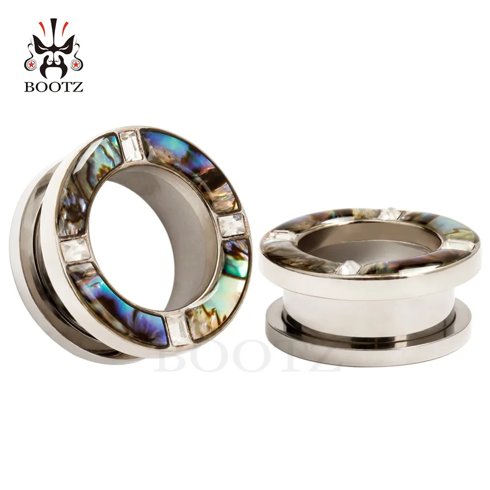 2016 hot selling 2pcs shell crystal ear piercings tunnel plugs body