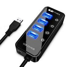 USB 3,0 концентратор 4/7 USB порт 3,0 порты данных+ 1 С usb-портом и зарядкой порт отдельные переключатели ВКЛ/ВЫКЛ для MacBook компьютерные аксессуары