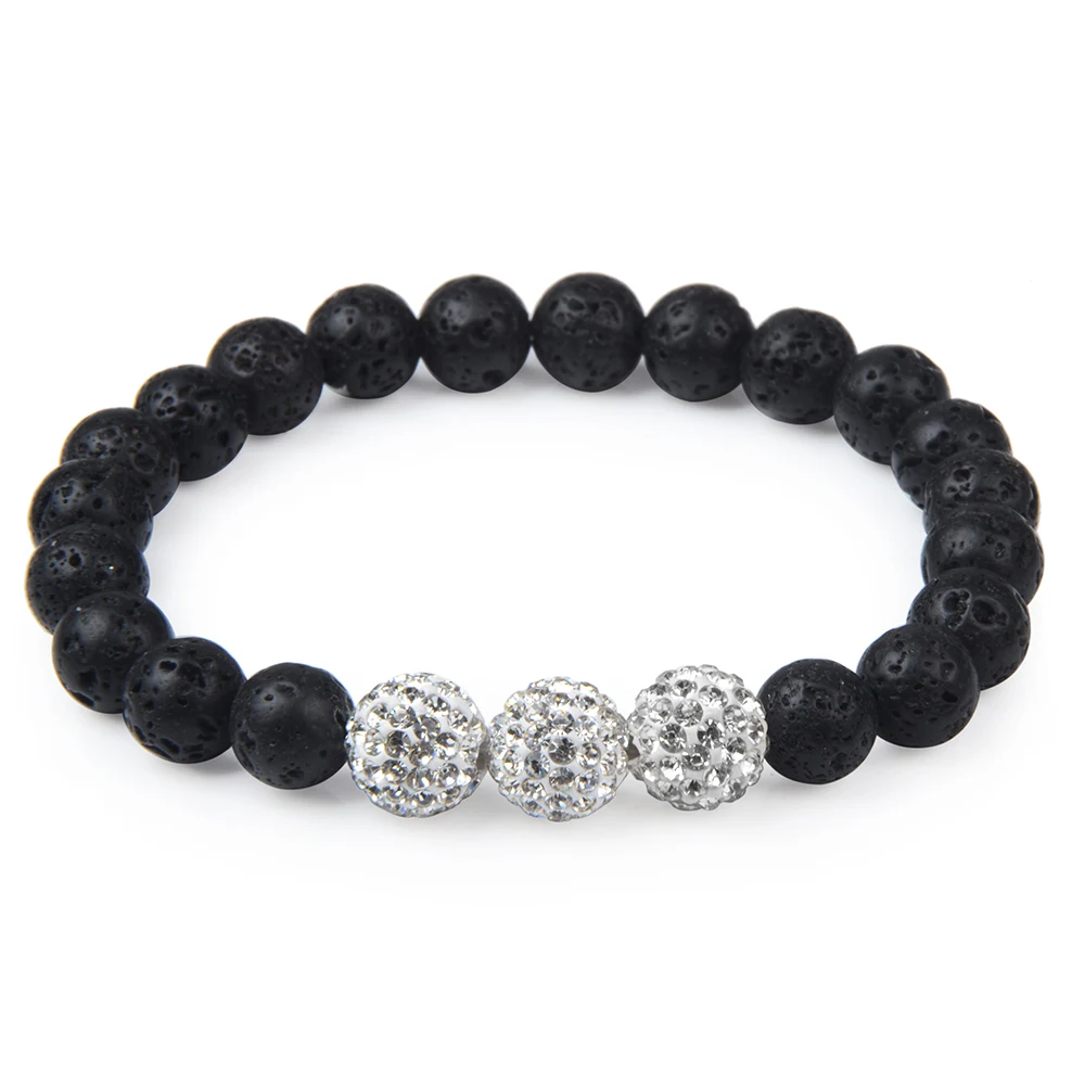 

Chanfar 8mm Lava Stone Crystal Bracelets For Women Men Jewelry