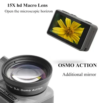 

Portable Anti-Shake HD Optical Glass External 15X Macro Lens/180 Degree Fish Eye Lens for DJI OSMO Action Camera Accessories