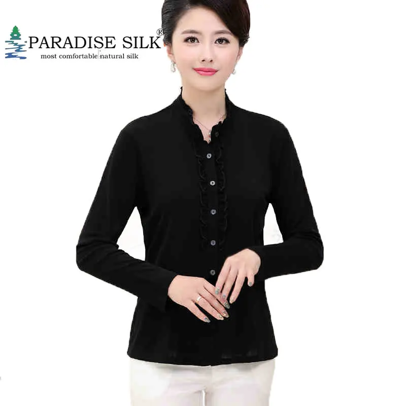

Long Sleeve Shirt Women 100% Silk Heavy Weight Womens Long Sleeve Shirt Top Size L XL XXL XXXL
