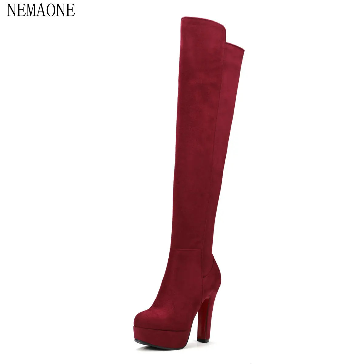 

NEMAONE 2018 Women Boots Thigh High Boots Knee Boots Platform Thin High Heels Boots Ladies Shoes Big Size 34- 43