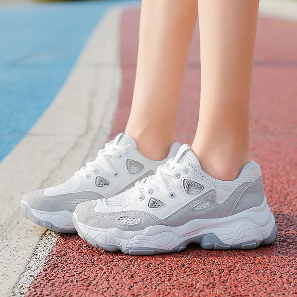 

Women's Chunky Sneakers 2019 Fashion Women Platform Shoes Lace Up White Joker Shoes Womens Female Trainers Dad Shoes
