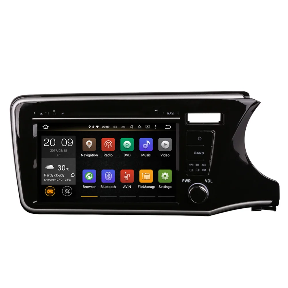 Cheap 9 Inch Android 9.0 Octa Core 4G Car GPS Navigation For Honda City Right Hand Driving 2014-2019 Car DVD Player Bluetooth WIFI AUX 9