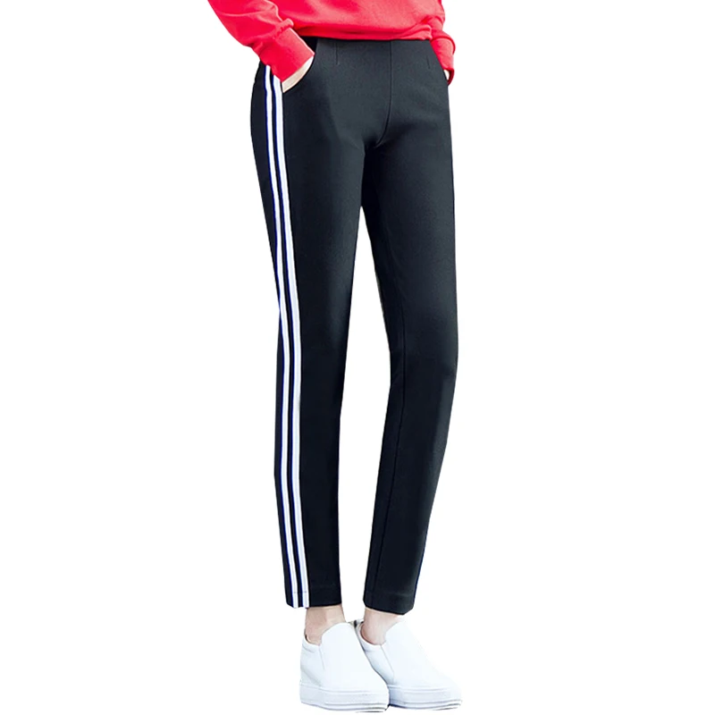 

NORMOV Fashion Spring Side Stripe Leggings Women's Slim Female Jeggings Elastic High Waist Fitness Workout Leggings Feminina