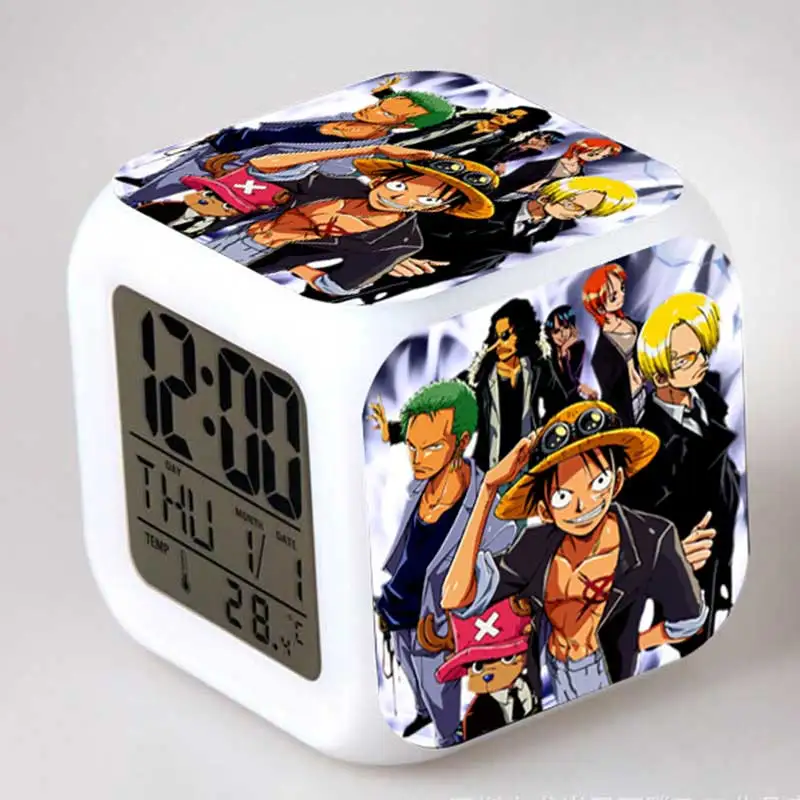 

One Piece Anime Figma Zoro Tashigi juguetes Alarm Clock LED Colorful Touch Light figurine PVC ACGN action & toy figures