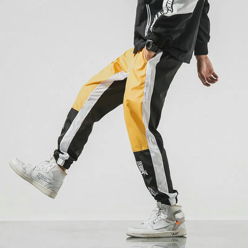 New Autumn Men Streetwear Sweatpants Hip Hop Letter Printed Patchwork Joggers Long Trousers Men Harem Pants