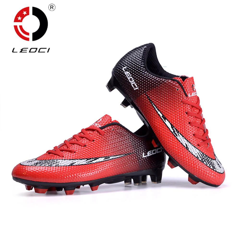 

LEOCI Men Women Kids Anti-Collision FG Soccer Boots Firm Ground Football Boots Botas De Futbol Size 33-44