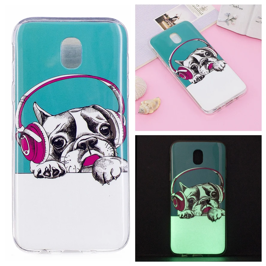 Ночь светящийся Силиконовый ТПУ для Coque samsung Galaxy J3 2017 чехол Чехол Fundas J330 корпуса |