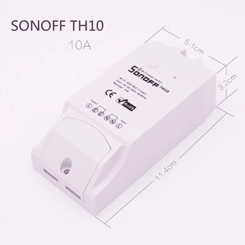 Itead Sonoff TH-TH10/TH16 WiFi умный переключатель дистанционного управления Смартфон Датчик температуры и влажности для умного дома - Комплект: 10A