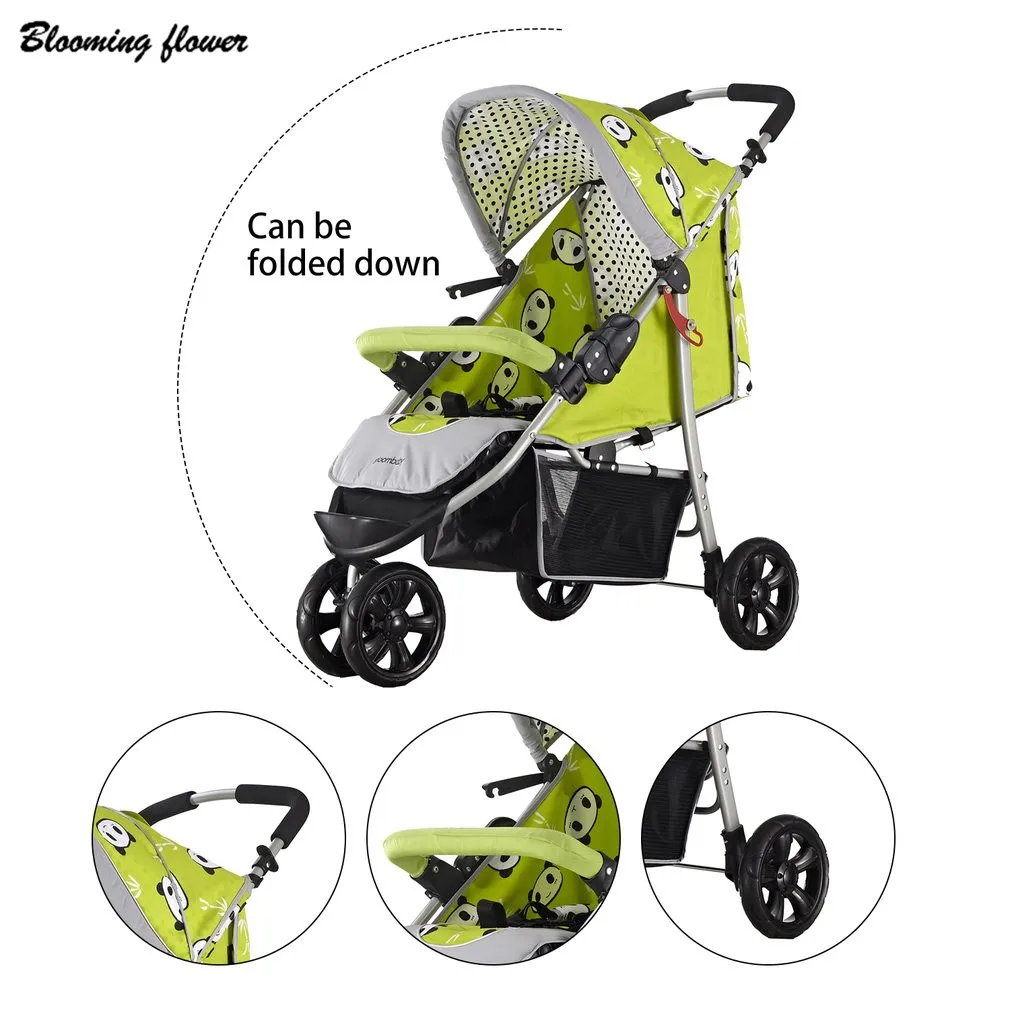 Baby Stroller Three Big Rubber Wheels Foldable Portable Light Weight Stroller With Umbrella