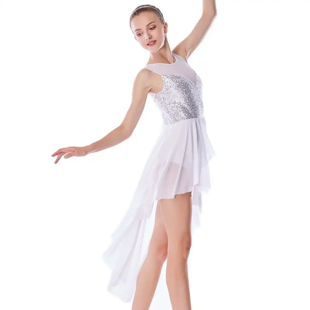 Lyrical Dance Ballet Leotard with attached Skirt Voile Dress Girls Contempoary