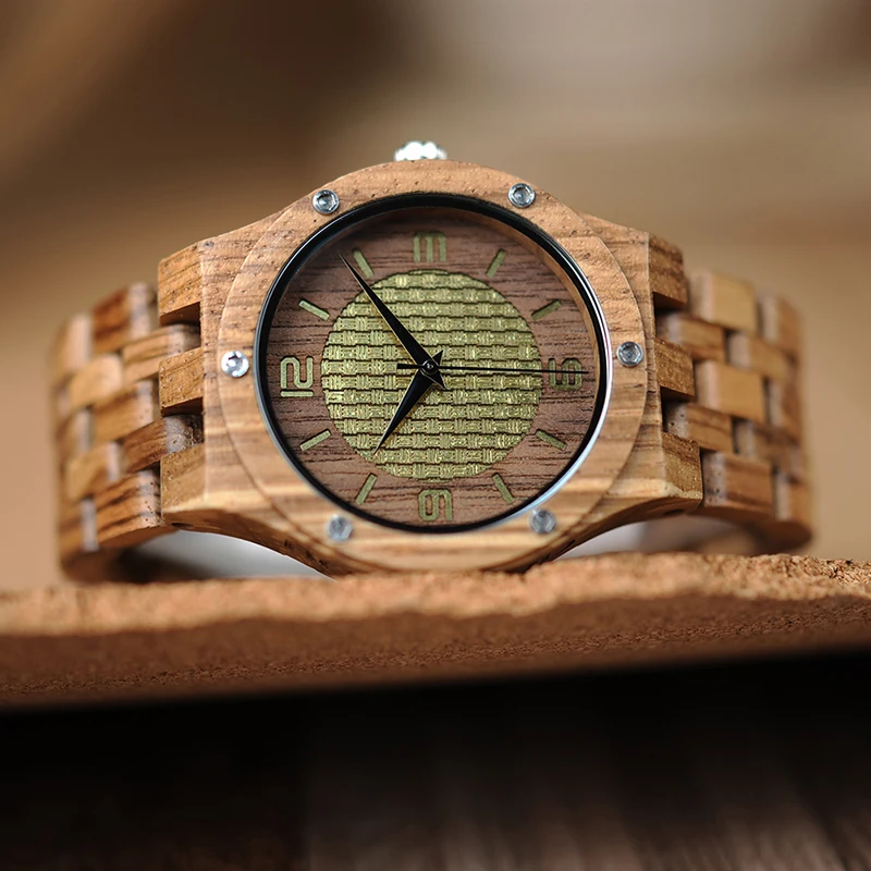 BOBO BIRD Q01 Whole Set Zebra Wood Mens Watch Unique Screws Design Causal Quartz Wristwatch for Male in Wooden Box