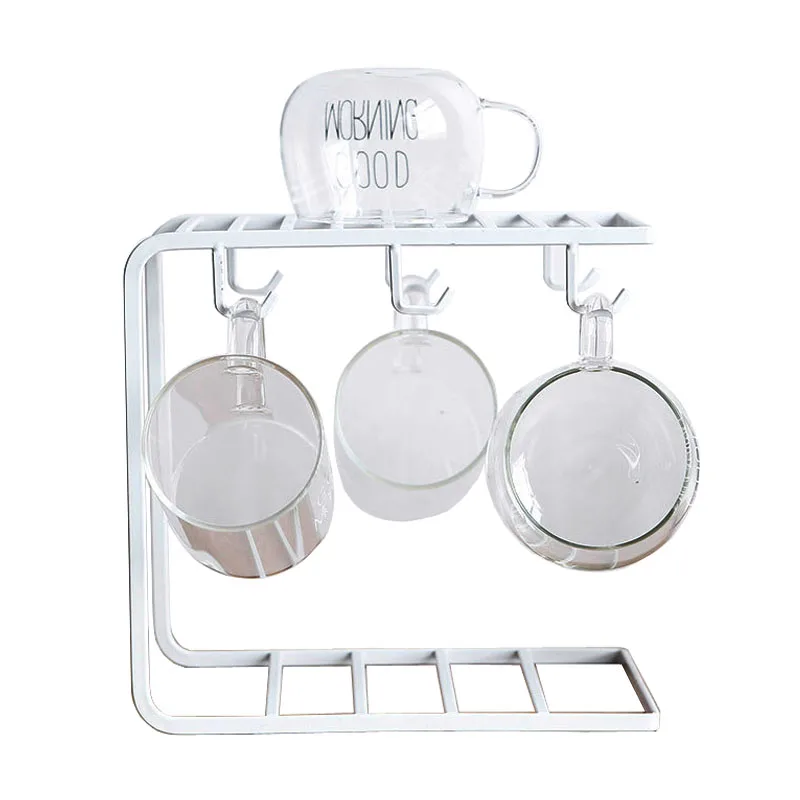 الحديد المطبخ الحمام المنظم تخزين الرف القهوة رف كأس دولاب شنقا هوك رفوف ل منشفة الصدر كوب تجفيف حامل