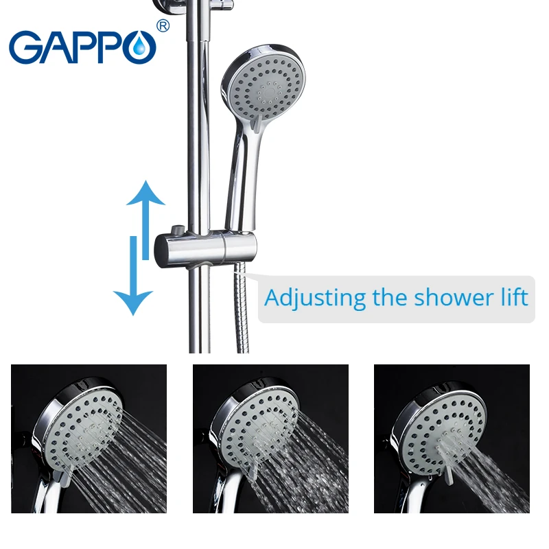 Gappo BRASS Thermostatic shower faucet bath lift adjustable hot cold water big round head shower Hi