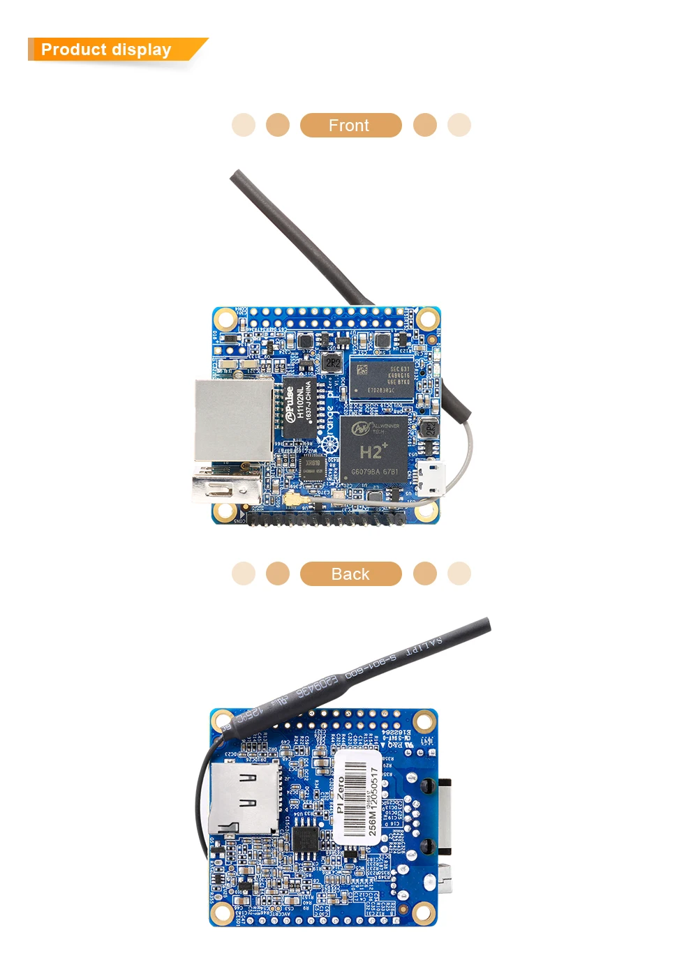 Оранжевый Pi Zero H2+ четырехъядерный процессор с открытым исходным кодом 256 Мб макетная плата за Raspberry Pi