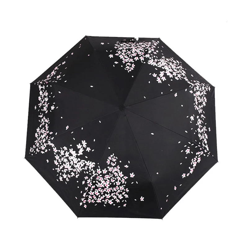 

Portable White Flower Painting Folding Umbrella Chic Anti-UV Folding Sunny And Rainny Umbrella For Women Pocket Flower Umbrellas