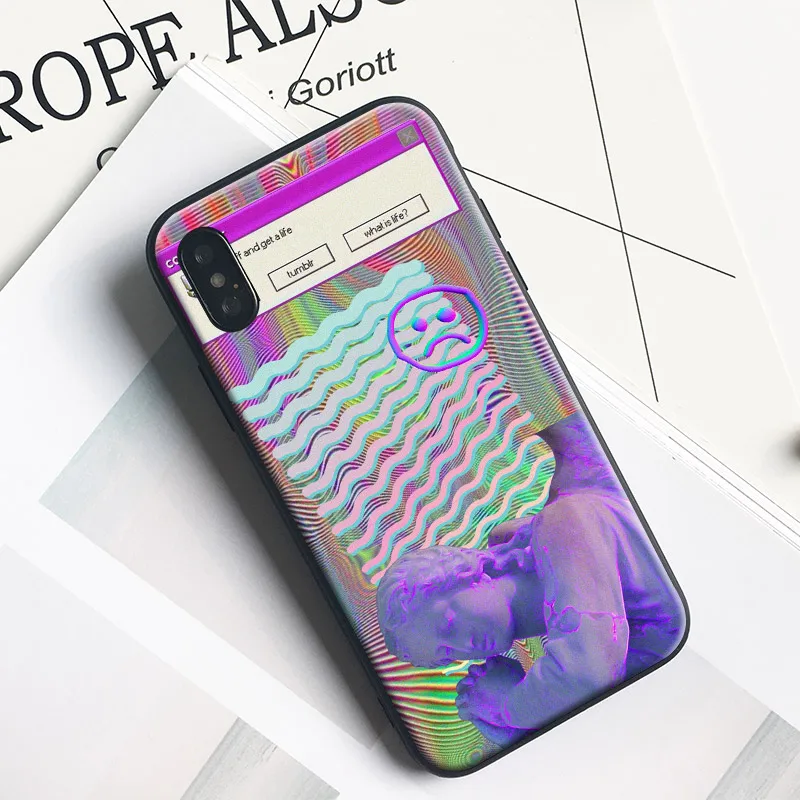 

VAPORWAVE TRIPPY style soft silicone TPU Phone Case cover Shell For Apple iPhone 5 5s Se 6 6s 7 8 Plus X XR XS MAX