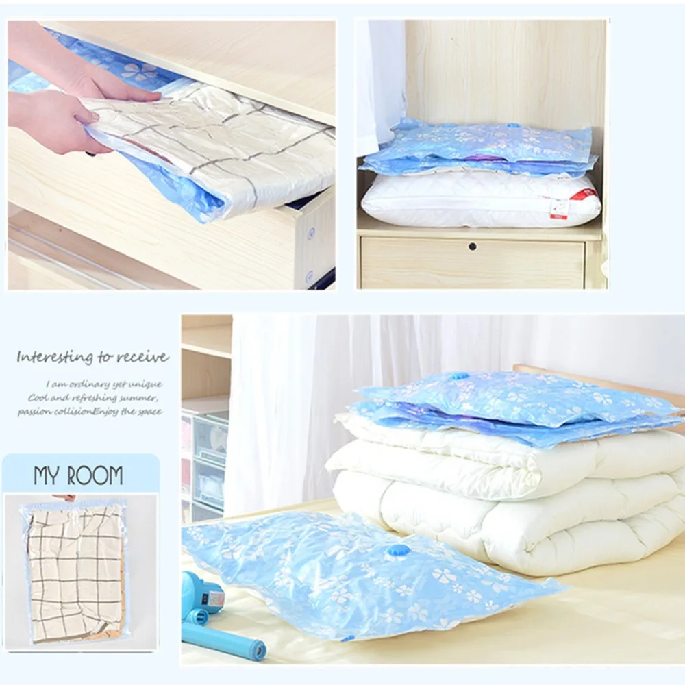 7- 11PCS Thickened Vacuum Storage Bag For Cloth Compressed Bags with Hand Pump Reusable Blanket Clothes Quilt Organizer Travel