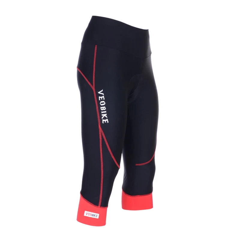 Велосипедные шорты с гелевой подкладкой, женские велосипедные 3/4 штаны, Mtb спортивные обтягивающие летние брюки, дышащие, быстросохнущие, спортивная одежда для фитнеса - Цвет: black red